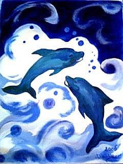 dolphins Acryl / Leinen 30x40